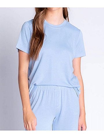 P.J. Salvage Reloved Lounge Short Sleeve Top in Ice Blue (view 2)