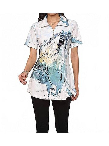 Parsley & Sage Brody Short Sleeve Tunic in White (view 2)