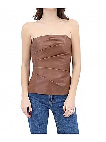 Iris Setlakwe Leather Bustier Top in Brown (view 2)