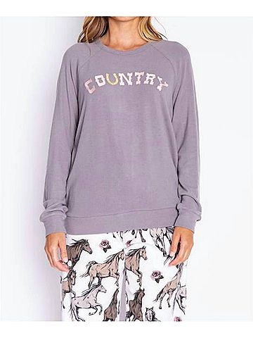 P.J. Salvage Flannels Long Sleeve Top in Grey Country (view 2)