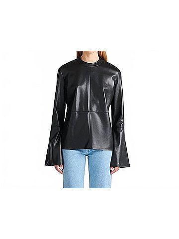Nanushka Bolda Alt-Leather Top in Black (view 2)