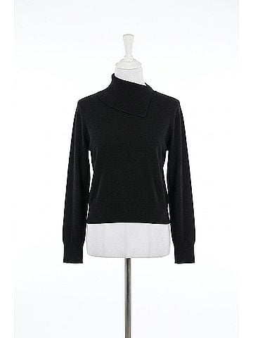 White + Warren Superfine Merino Asymmetrical Top in Black (view 1)