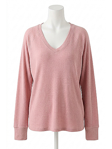P.J. Salvage Textured Essentials Long Sleeve Top in Rosewood (view 1)