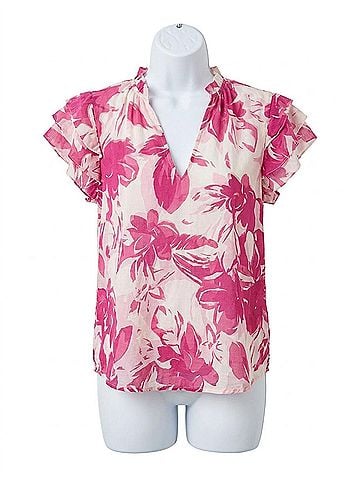 MISA Los Angeles Maria Top in Fuschia Flora (view 1)