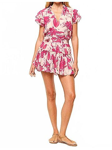 MISA Los Angeles Maria Top in Fuschia Flora (view 2)