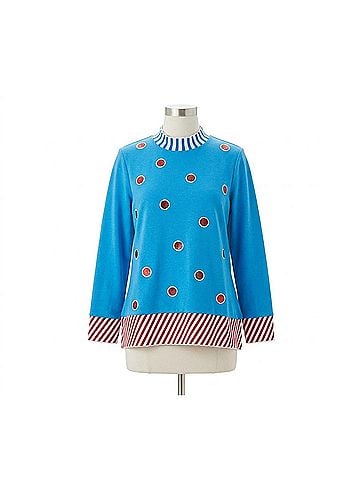 Berek Surfing Santa Two-Sided Sweatshirt Top in Blue (view 1)
