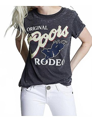 Recycled Karma Coors Rodeo Bull Tee in Gray (view 2)