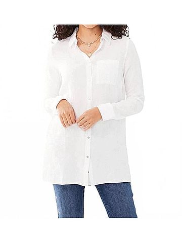 FDJ Long Sleeve Cotton Gauze Tunic in White (view 2)
