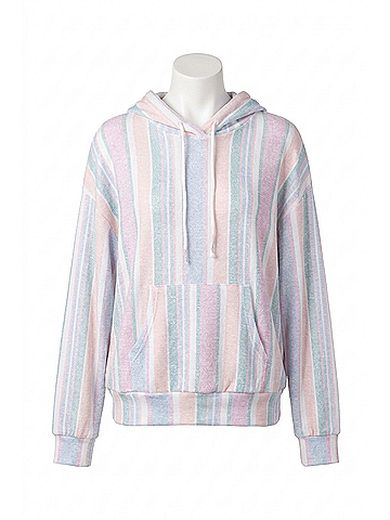 P.J. Salvage Baja Babe Stripe Hoodie in Ivory (view 1)