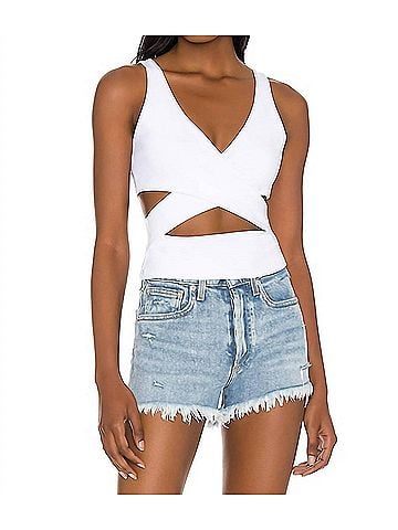 Susana Monaco Cutout Crossover Crop Top in Sugar (view 2)