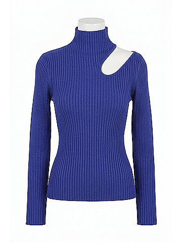 Line & Dot Nico Mock Neck Long Sleeve Ribbed Sweater in Royal Blue (view 1)