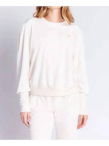 P.J. Salvage Velour Vanity Long Sleeve Lounge Top in Stone (view 2)