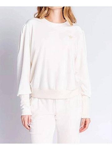 P.J. Salvage Velour Vanity Long Sleeve Lounge Top in Stone (view 2)