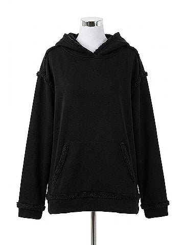 Cotton Bleu Casual Faux Fur Lined Hoodie in Black (view 1)
