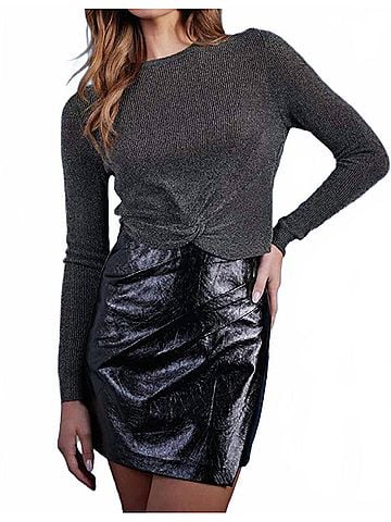 Bishop + Young Lurex Bonita Twist Front Top in Black (view 2)