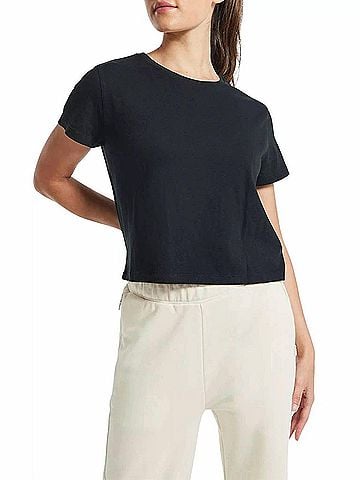 Bandier Bowery Boxy Weekend Cotton Tee in Black (view 2)
