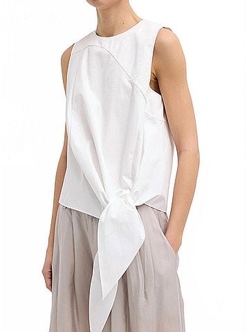 Tibi Women's Bio Twill Easy Tie Top in White (view 2)