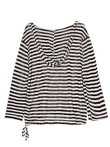 Always For Me Women's Striped Active Hooded Top - Plus in Afm Black (view 2)