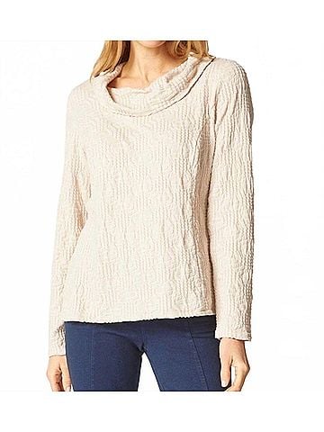Habitat Sunburst Knit Cowl Seamed Tee in Beige (view 2)