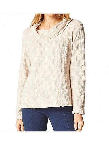 Habitat Sunburst Knit Cowl Seamed Tee in Beige (view 2)