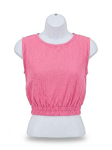 Bobi Crewneck Tank With Elastic Hem Top in Daiquiris (view 1)
