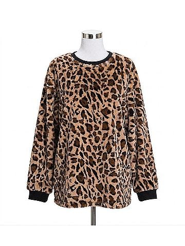Cotton Bleu Trendy Animal Print Pullover Top in Brown (view 1)