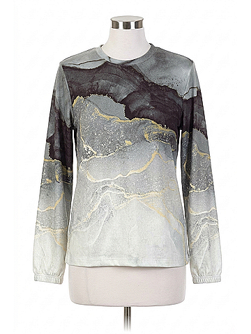 P.J. Salvage Diamond Marble Long Sleeve Top in Multi Black (view 1)