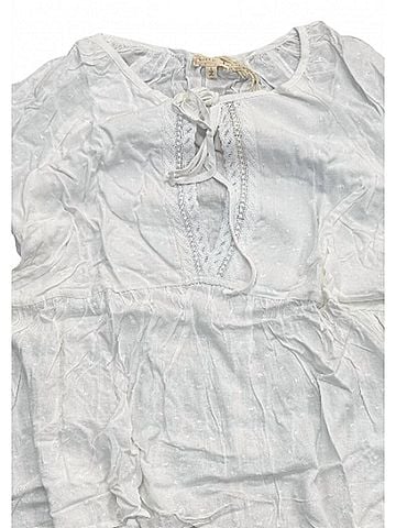 Hem & Thread Women's Swiss Dot Babydoll Blouse in White (view 2)