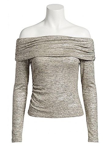 Fifteen Twenty Agnes Off The Shoulder Metallic Top in Gold Dust (view 1)