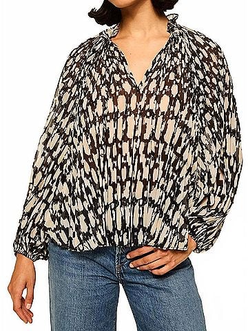 MISA Los Angeles Rissa Long Sleeve Top in Geo (view 2)