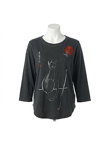 Jess & Jane Nine Lives Pigment Dyed Cotton Top in Black (view 1)