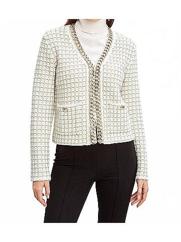 Elie Tahari The Trista Chain Cardigan in Ivory (view 2)