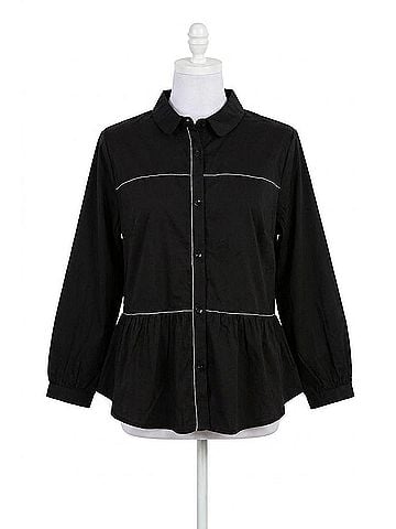 Joh Jobeth Stretch Woven With Beading Trim Top in Black (view 1)