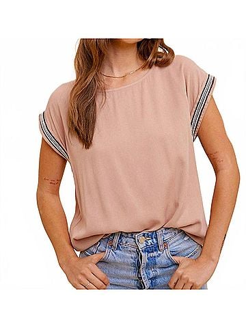 Hem & Thread Wild Rose Top in Taupe (view 2)