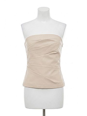 Iris Setlakwe Leather Bustier Strapless Top in Beigebone (view 1)