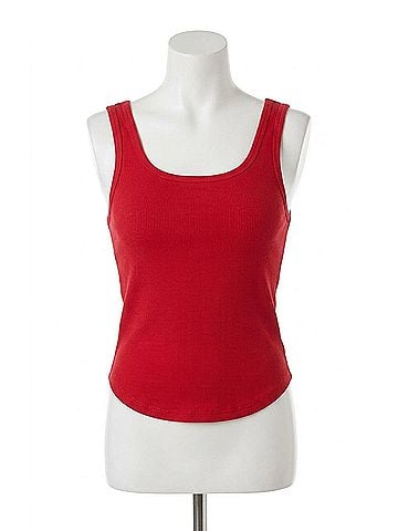 Bobi Ribbed Scoop Neck Cropped Tank in Lava (view 1)