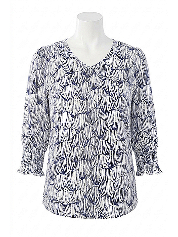 FDJ Shell Etching Print Top in Multi (view 1)