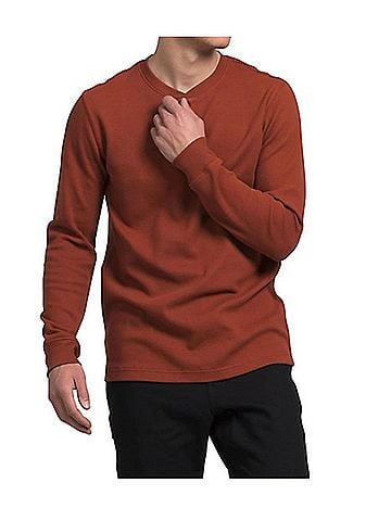 The North Face Waffle Long Sleeve Henley Top in Brandy Brown (view 2)