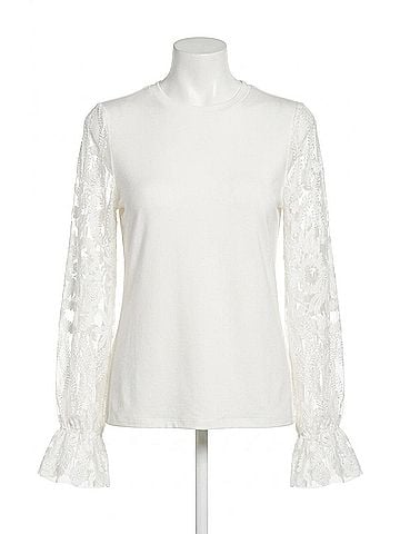 Elie Tahari Harmani Lace Sleeve Top in White (view 1)