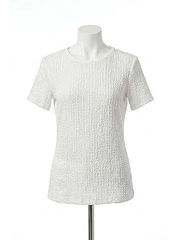 Joseph Ribkoff Textured Short Sleeve Top in Vanilla (view 1)