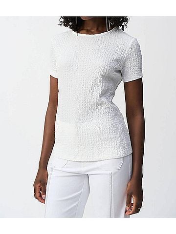 Joseph Ribkoff Textured Short Sleeve Top in Vanilla (view 2)