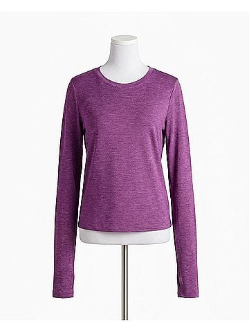 Danskin Cutout Cropped Long Sleeve Tee in Vivid Viola Heather (view 1)