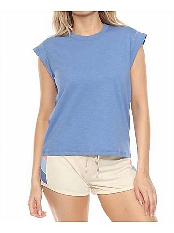 P.J. Salvage Sunrise Stripe Short Sleeve Lounge Tee in Indigo (view 2)