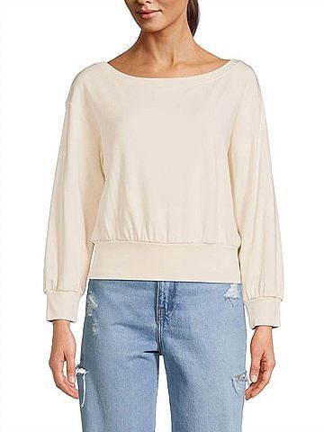 Elie Tahari Women's Boatneck Sweatshirt in Ivory (view 2)