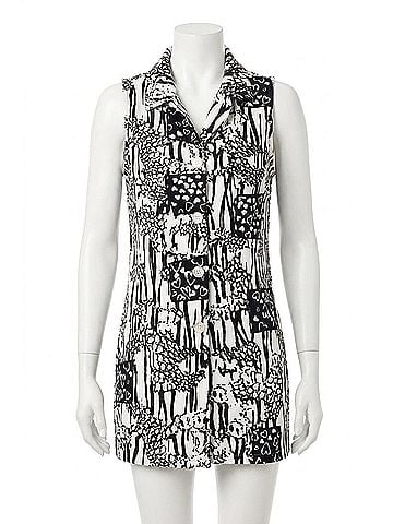 Adore Heart Patch Sleeveless Tunic Blouse in Black/White (view 1)