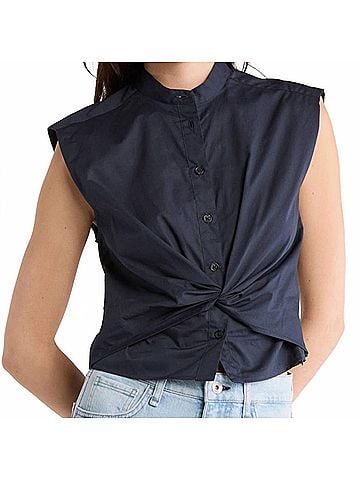 Rag & Bone Rita Sleeveless Poplin Shirt in Blue (view 2)