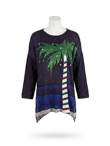 Berek Holiday Palms Long Sleeve Tunic in Multi Green Navy (view 1)