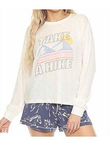 P.J. Salvage Mountain Love Long Sleeve Lounge Top in Ivory (view 2)