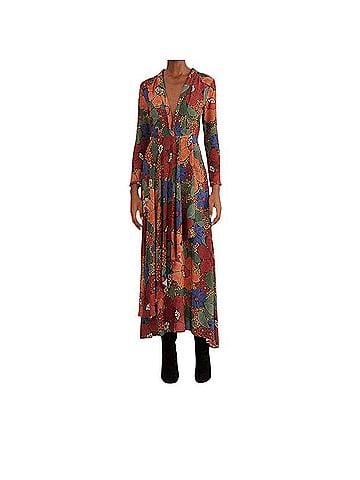 FARM Rio Black Stitched Flowers V-Neck Maxi Dress Casual Dress (view 1)
