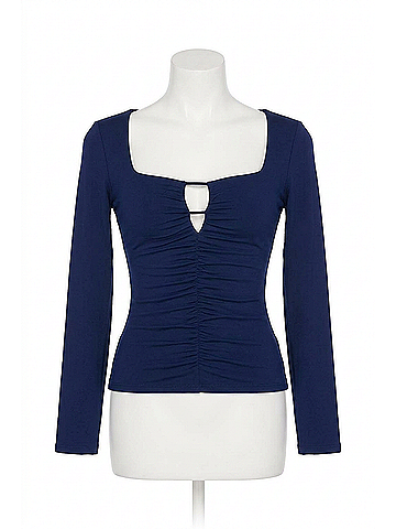 Susana Monaco Cut Out Long Sleeve Top in Blue (view 1)